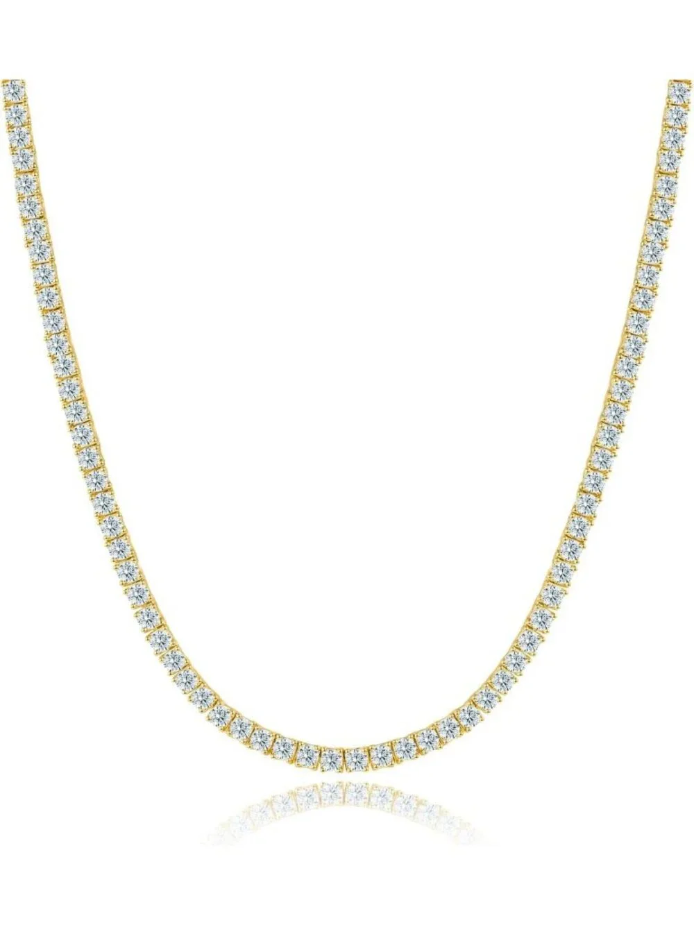 Elegant 18K Gold Plated Tennis Necklace with 2mm Cubic Zirconia for Women, 16-22